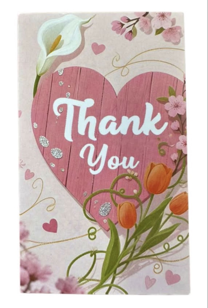 Thank You Floral Heart Greeting Card (1 Each)