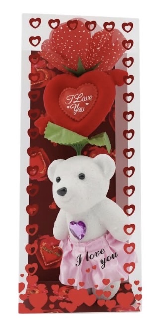 Pink Frock Teddy Bear with Heart Rose Gift Box (1 Each)