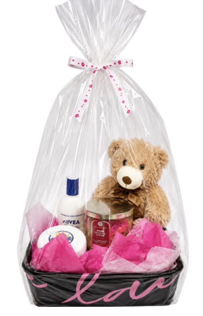 Gift Basket (Bath & Body Works Sweet Cinnamon Pumpkin Candle, Silicon Mix Shampoo and Treatment Set (16 oz), Teddy Bear, Elegantly Wrapped in a Basket with Ribbon)