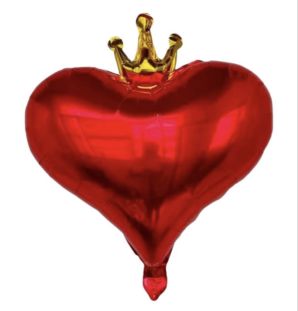 Red Heart-Shaped Foil Balloon with Crown (20 inch) (1 Each)