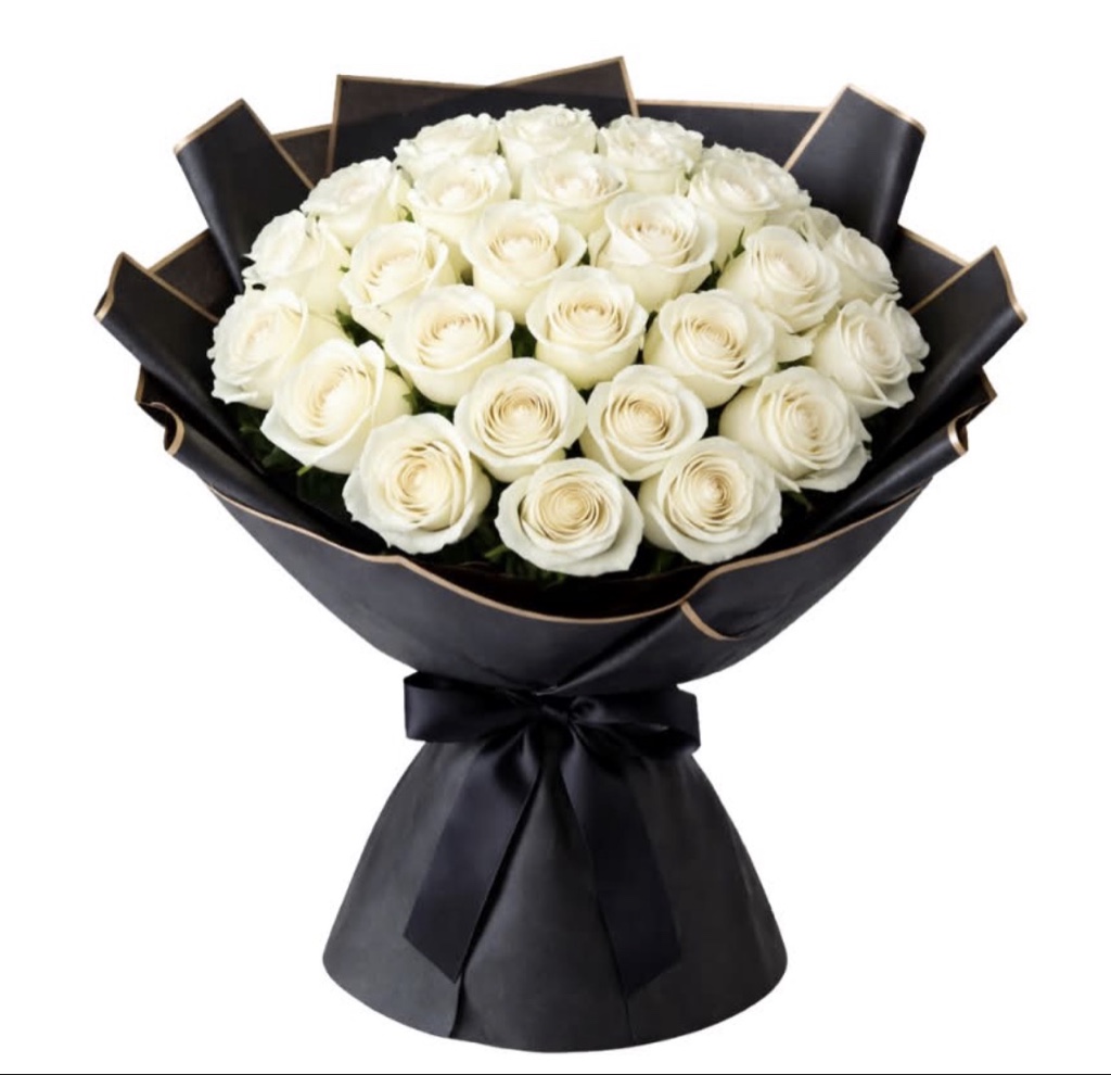 Ivory Elegance 100 Rose Bouquet (100 White Roses, Decorative Crown and Butterflies, Elegantly Wrapped with Ribbon)