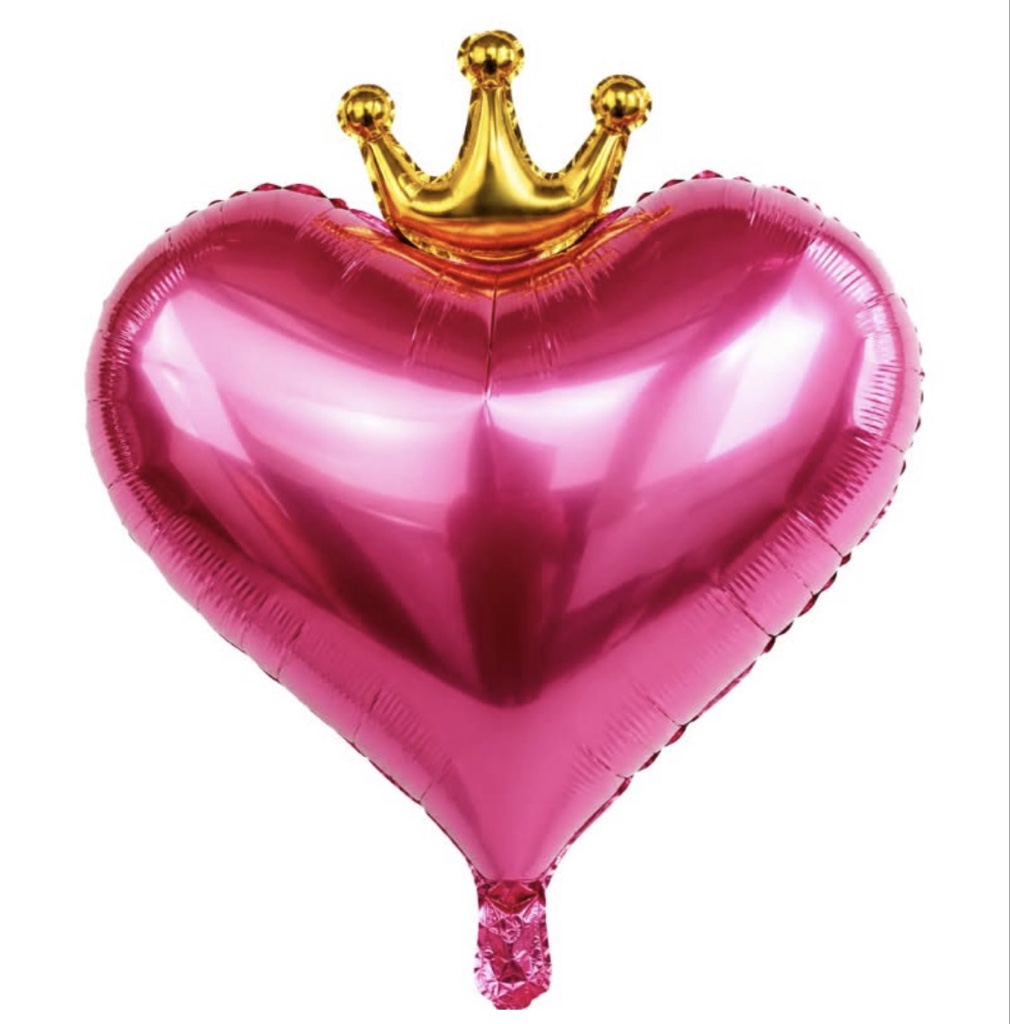Pink Crown Heart-Shaped Foil Balloon (1 Each) (20 Inch)