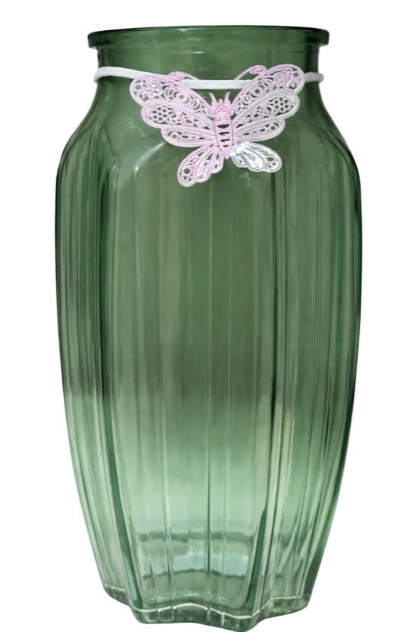 Green Butterfly Glass Vase (1 Each)