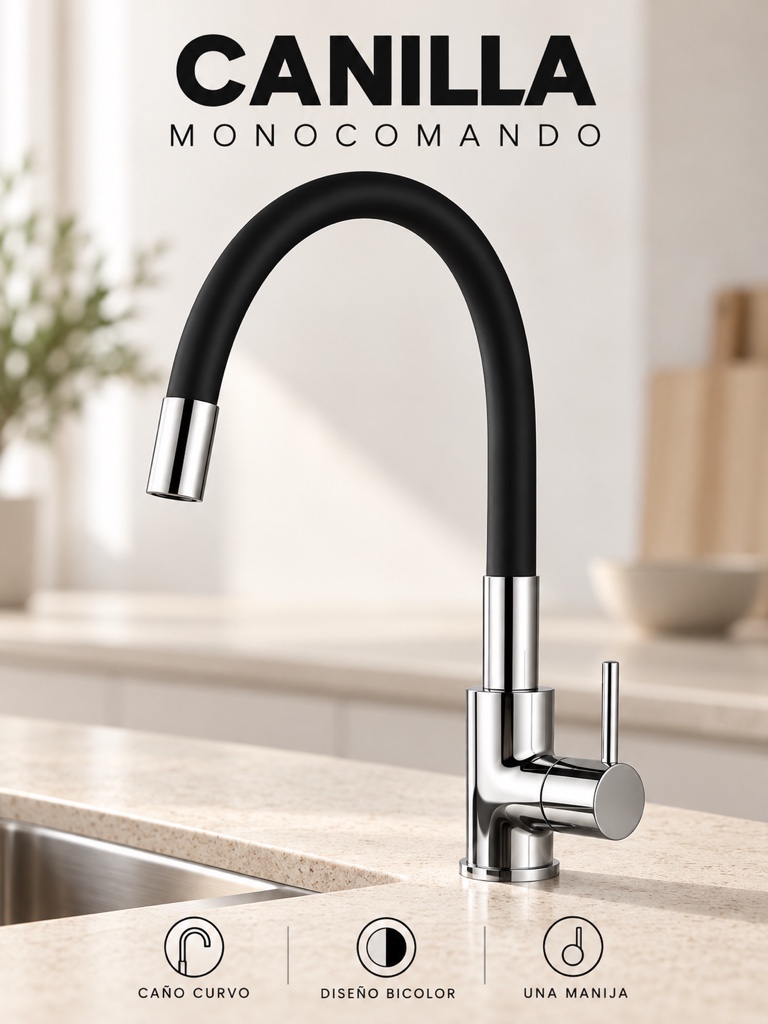 COCINA CANILLA MONOCOMANDO FLEXIBLE SANITARY WARE