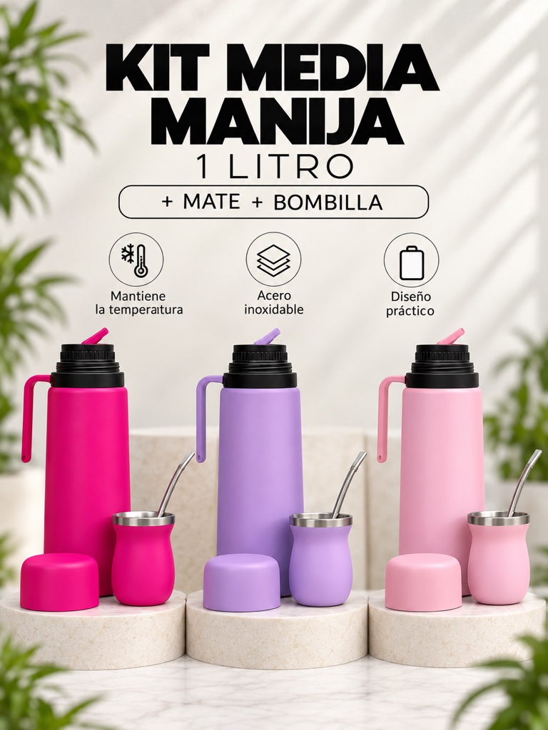 TERMICO TERMO MEDIA MANIJA 1L + MATE  160ML