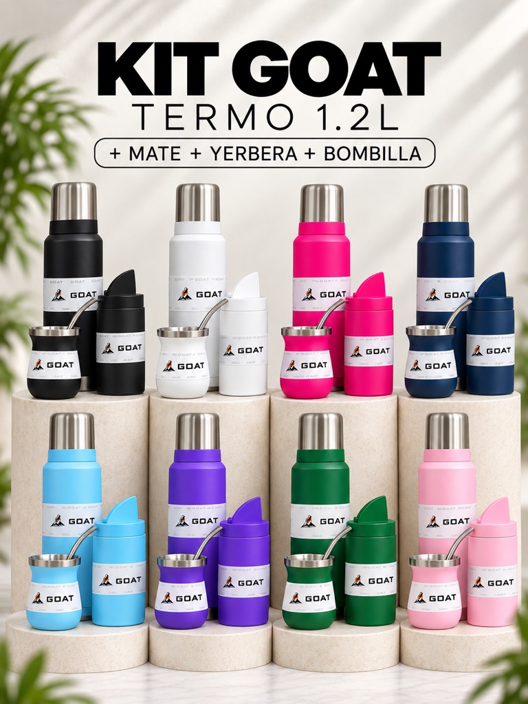 TERMICO GOAT - TERMO 1.2L + MATE + YERBERO + BOMBILLA