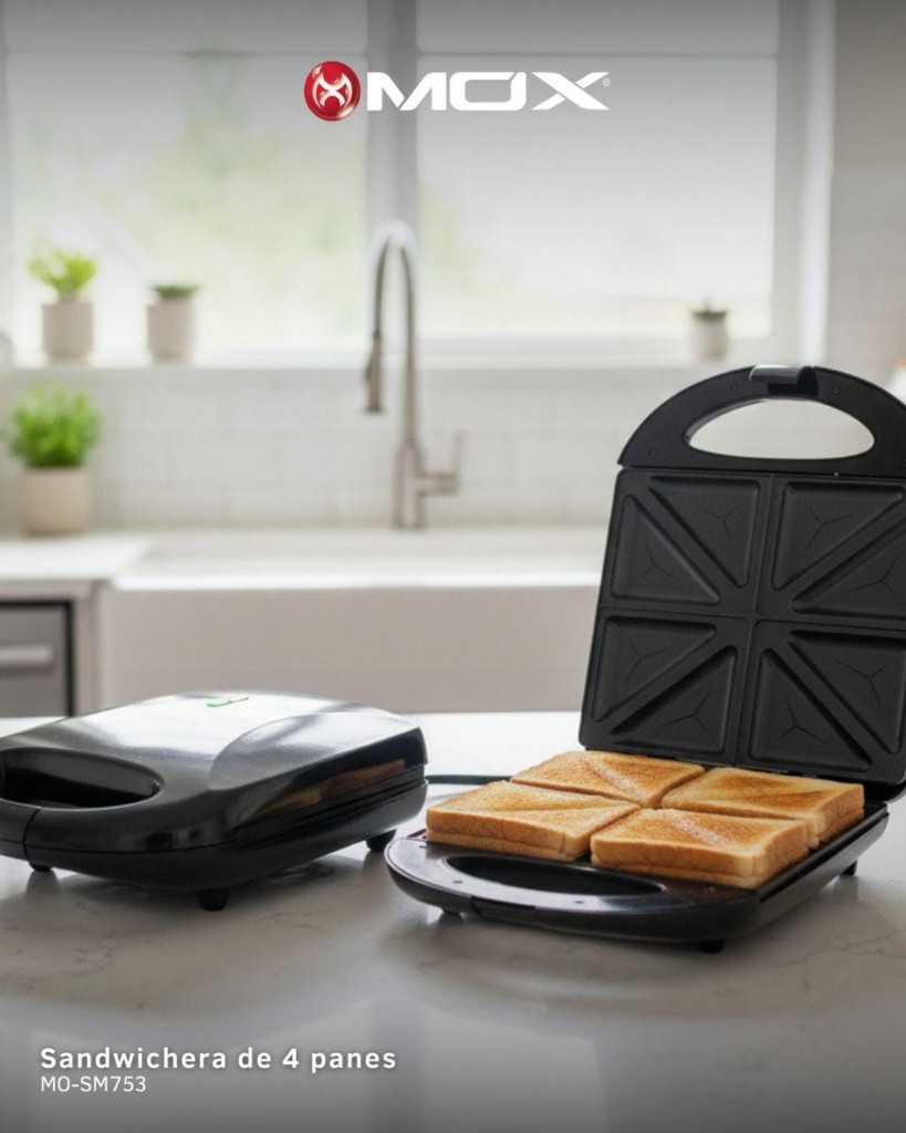 MOX sandwichera negra 4 panes