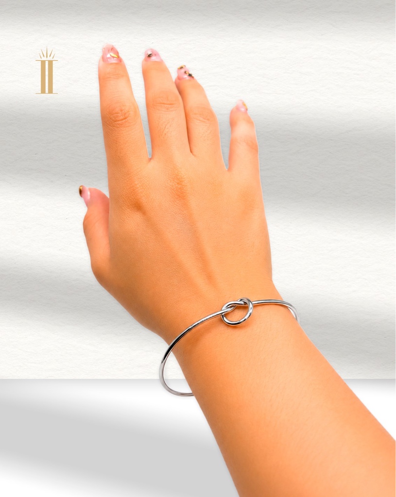 Pulsera plateada nudo grande acero inoxidable