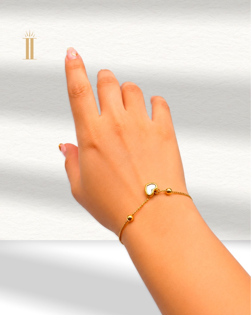 Pulsera dorada corazón acero inoxidable