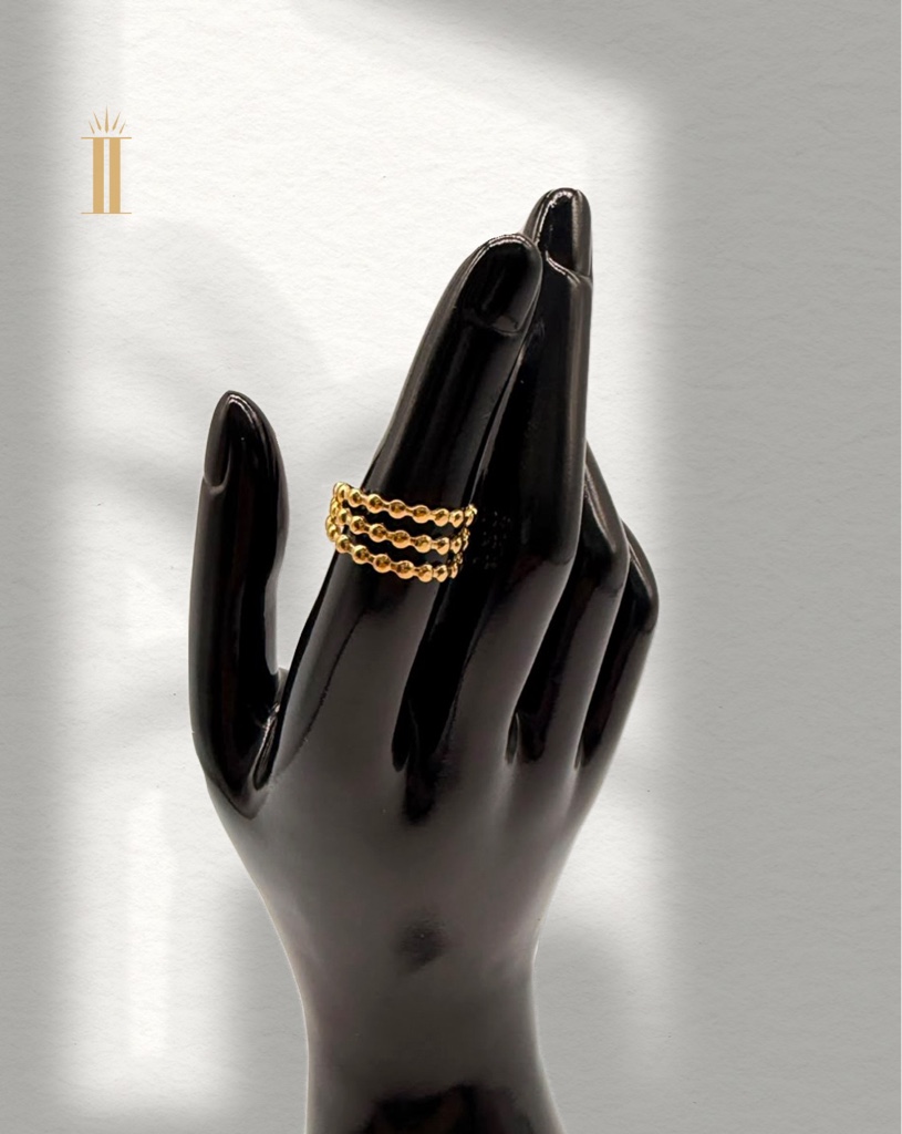 Anillo 3 capas bolita acero inoxidable