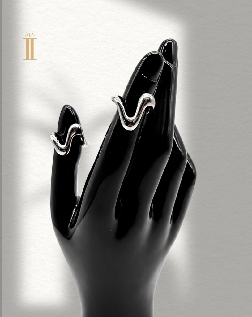 Anillo plateado ajustable chapa de oro