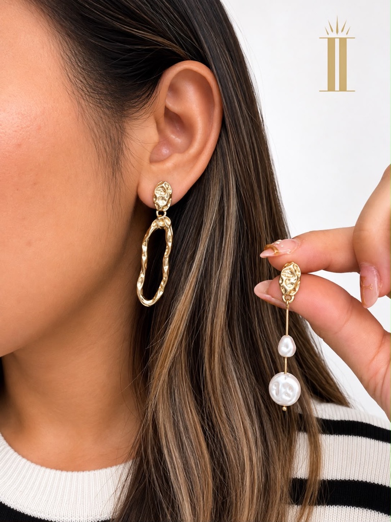 Aretes dorados irregular, chapa de oro