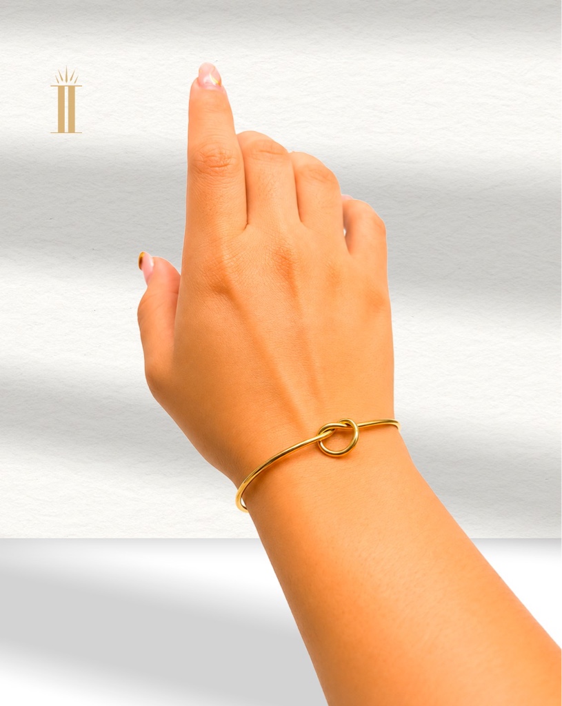 Pulsera dorada nudo grande, acero inoxidable