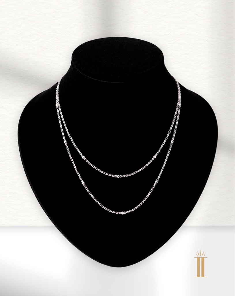 Collar layer plateado bolitas acero inoxidable