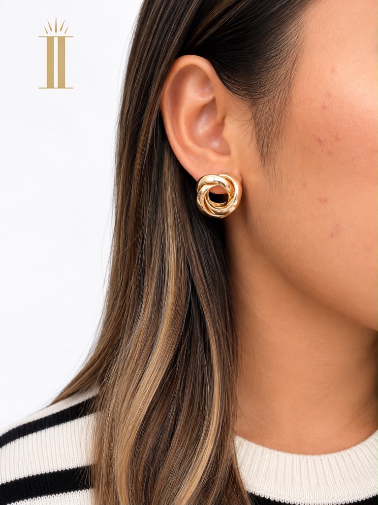 Aretes dorados, chico entrelazados, chapa de oro