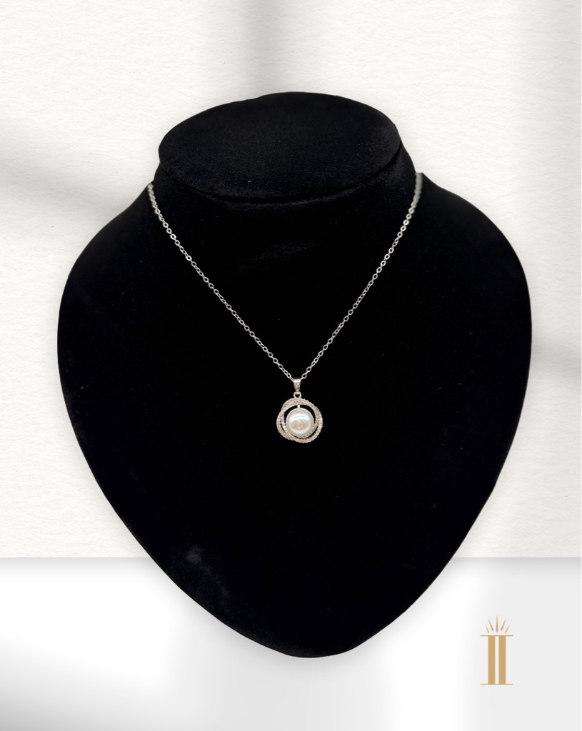 Collar de esfera plateado, acero inoxidable