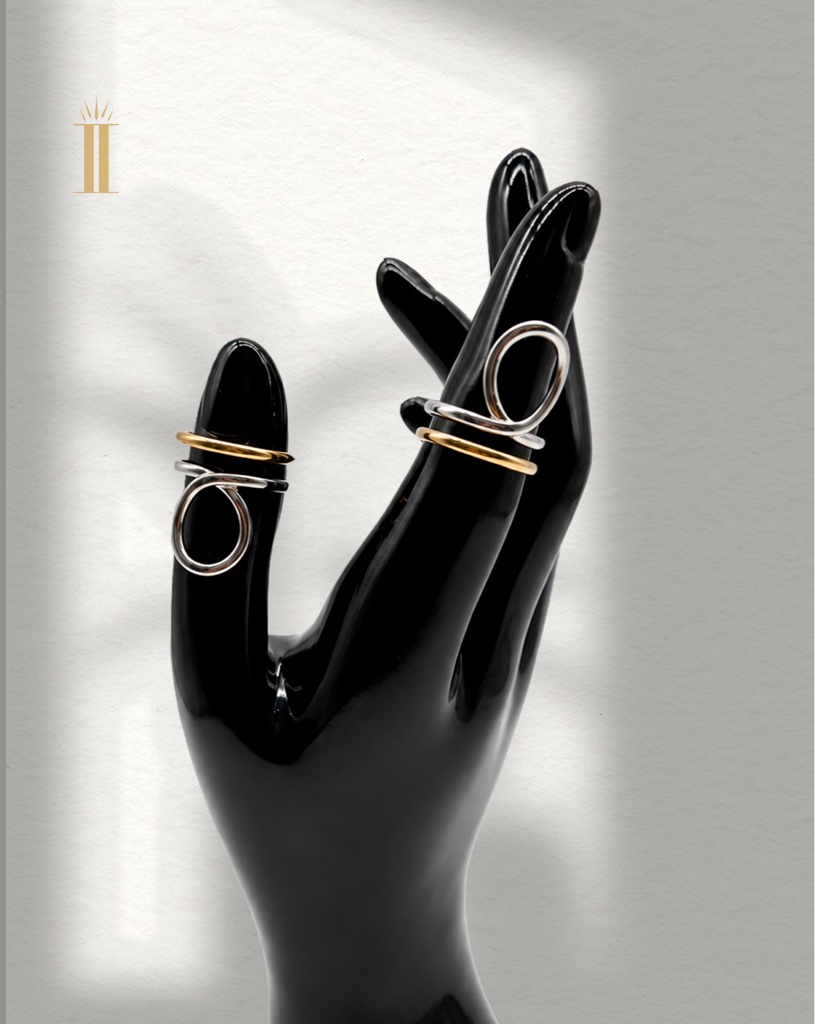 Anillo pez oro-plata acero inoxidable