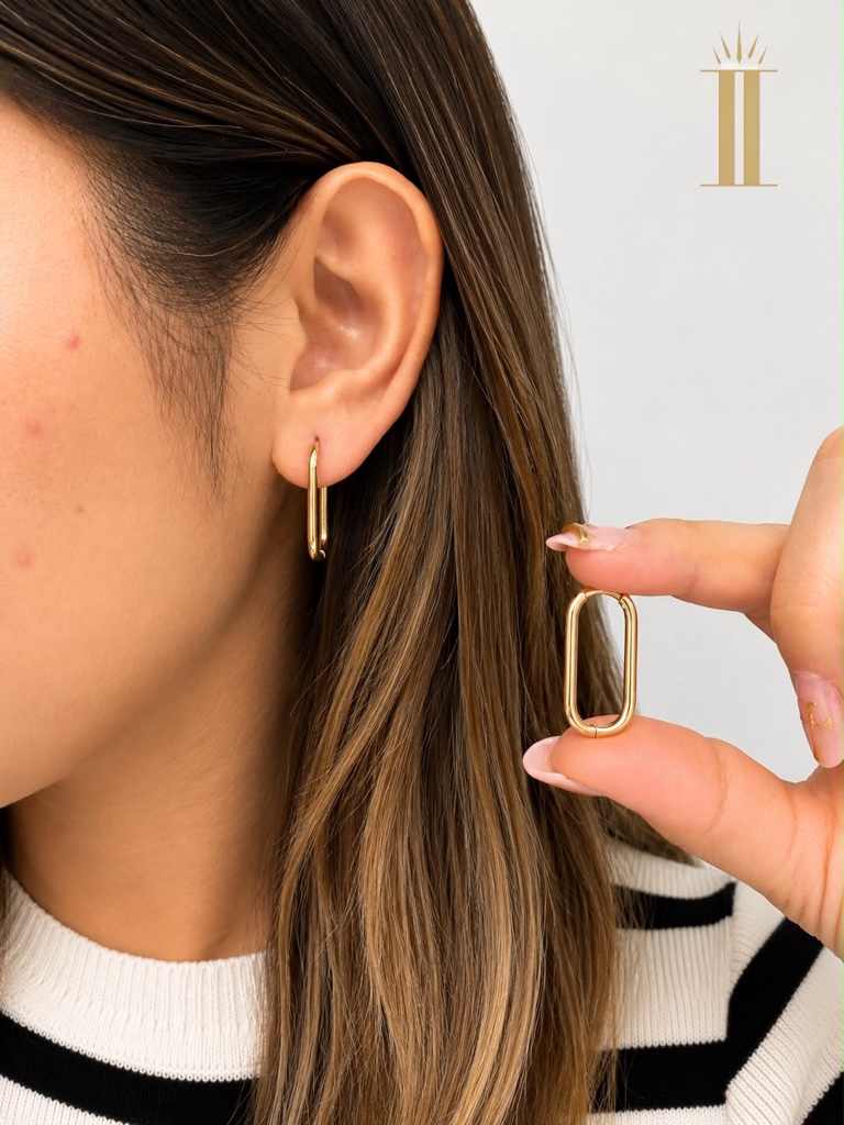 Aretes arracada delgados, dorado, acero inoxidable