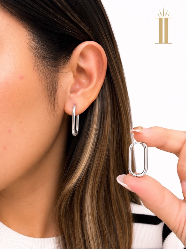 Aretes arracadas plateadas, acero inoxidable