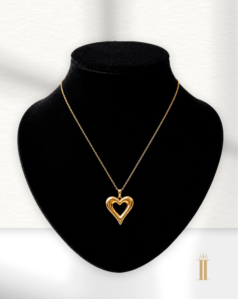 Collar dorado corazón acero inoxidable