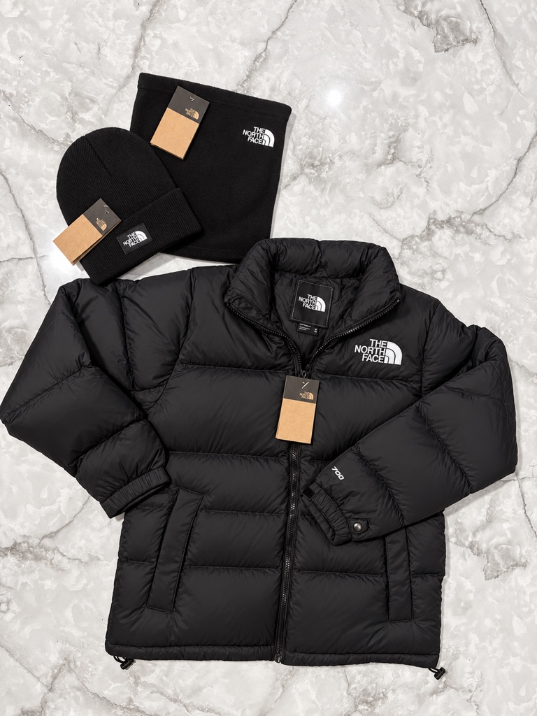 TNF parka negra + gorro y cuello