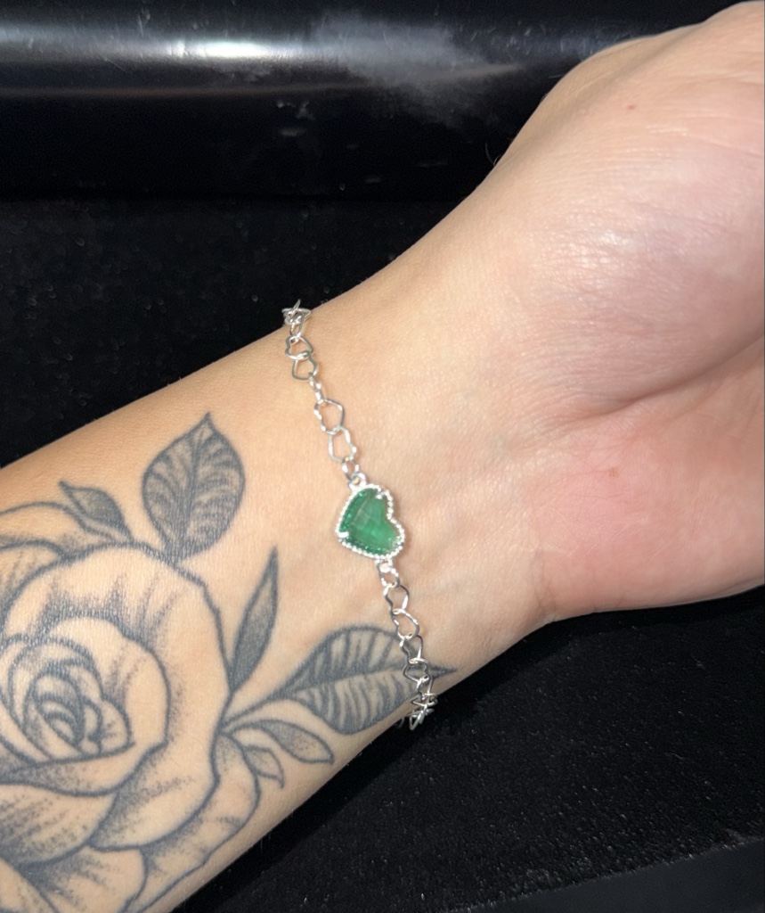 Pulsera diseño heart piedra verde