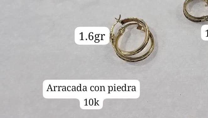 Arracada 10k con piedra1.6gr