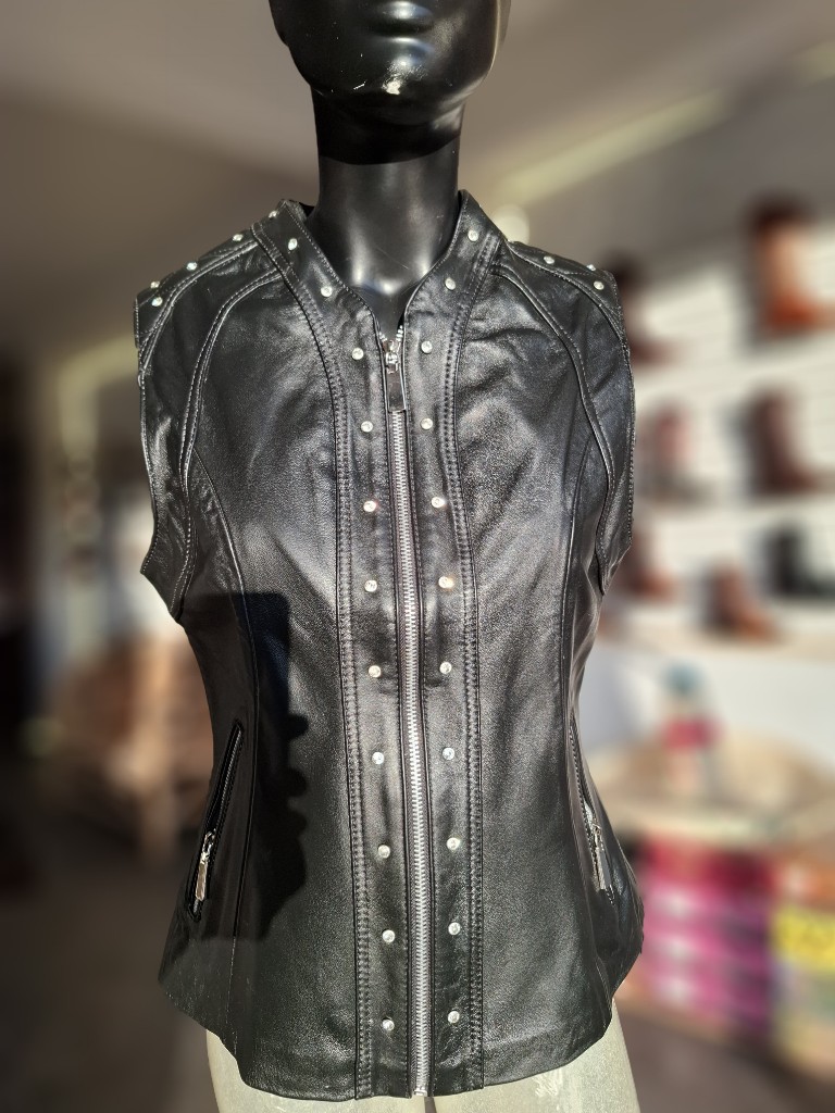 CHALECO DE PIEL ROCKER DAMA
