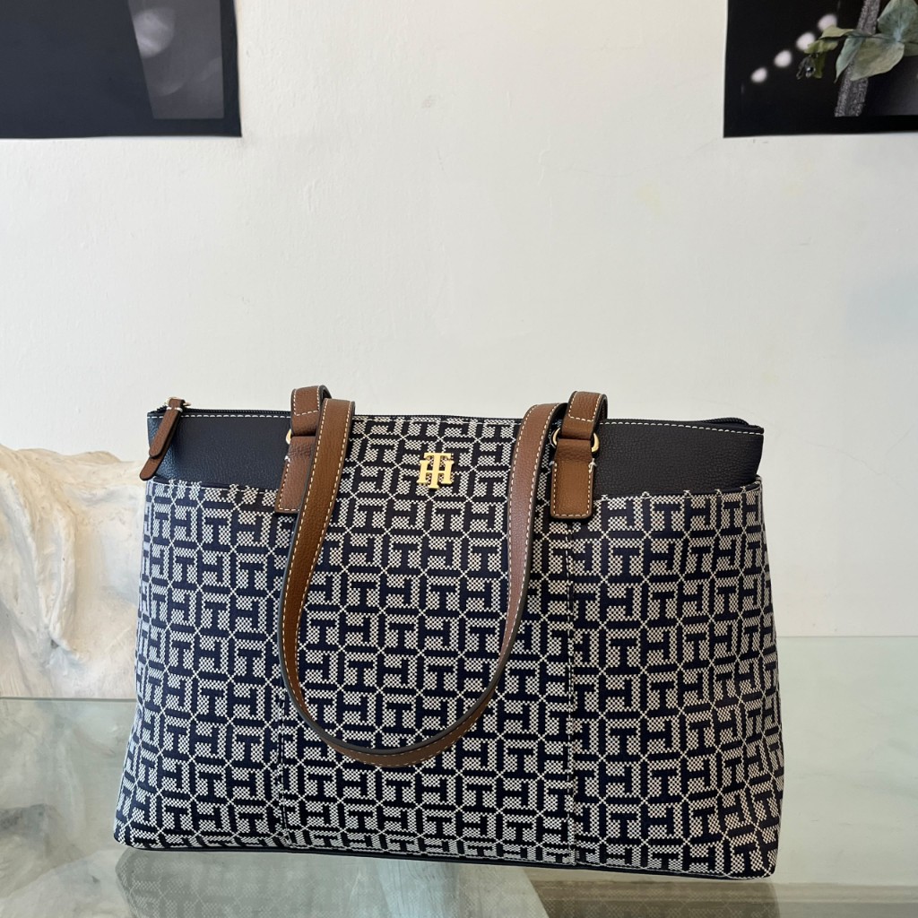 Carteta Tommy Hilfiger de Hombro Azul Navy y Marrón