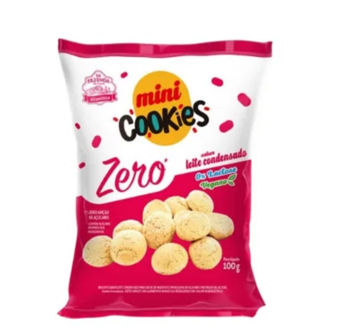 Mini cookies vegano sabor leite condensado sem glúten e sem lactose 100g