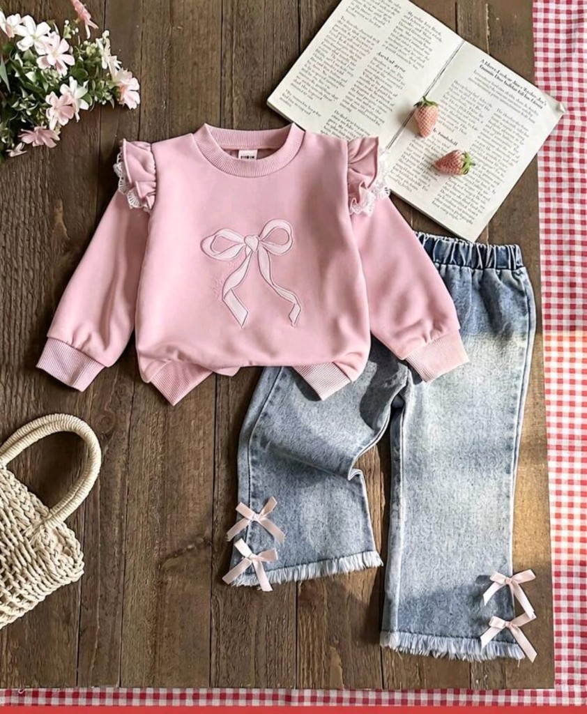 Conjunto rosa lazos