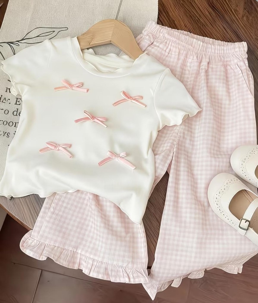 Conjunto rosa lazos casual