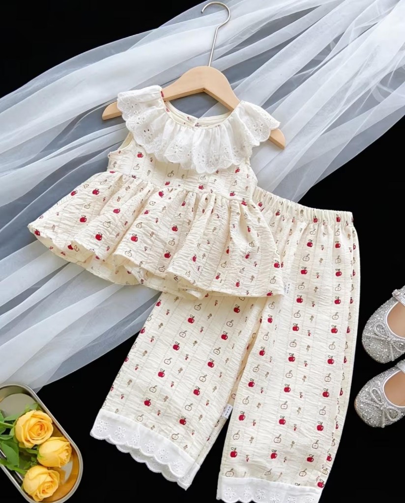 Vestido infantil blanco estampado