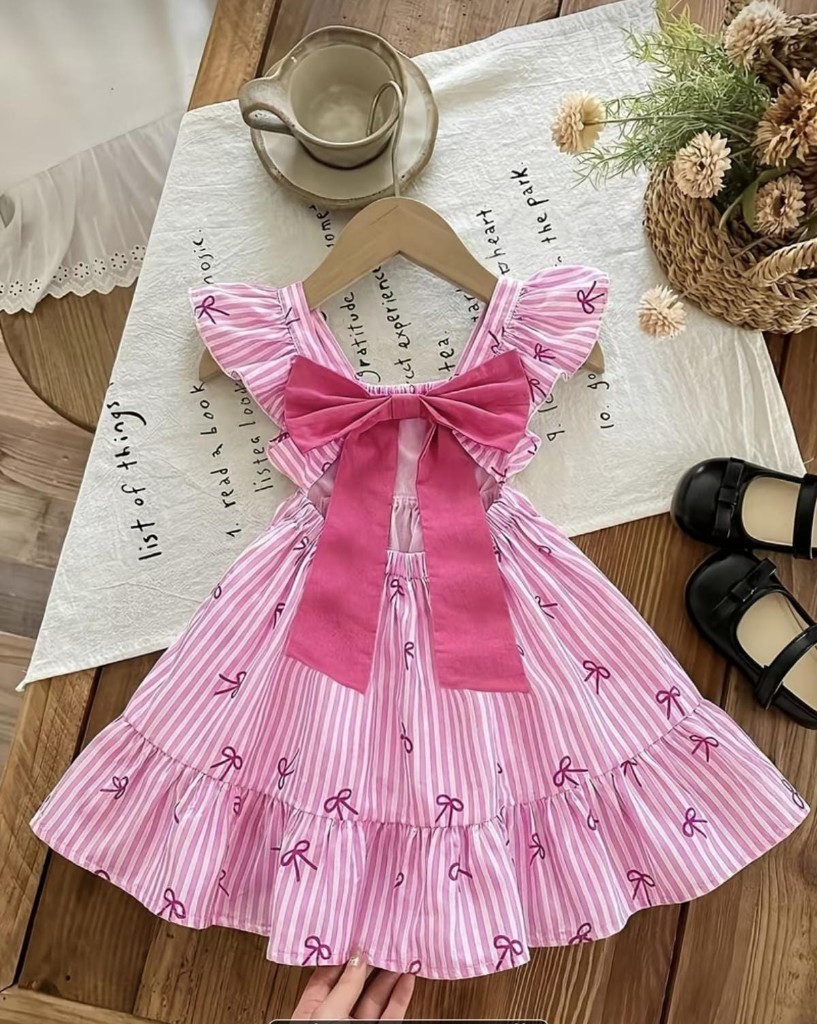 Vestido ligero rosa lazos