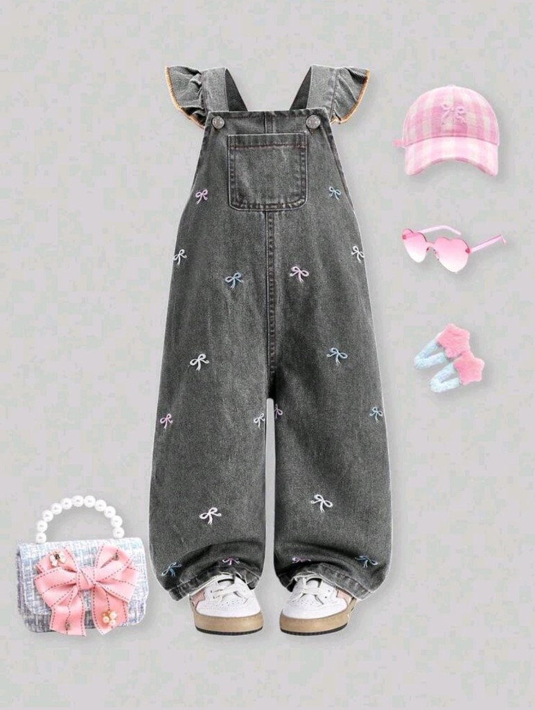 Enterizo denim gris lazos