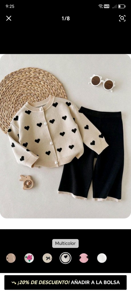 conjunto hilo premium Sueter corazones beige