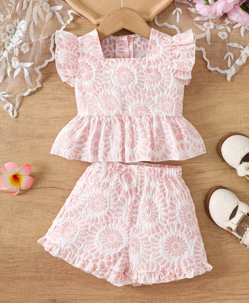 Conjunto rosa floral infantil