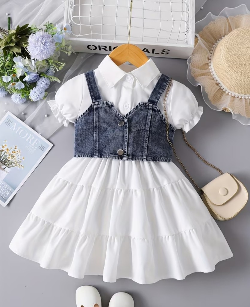 Vestido blanco con top jean