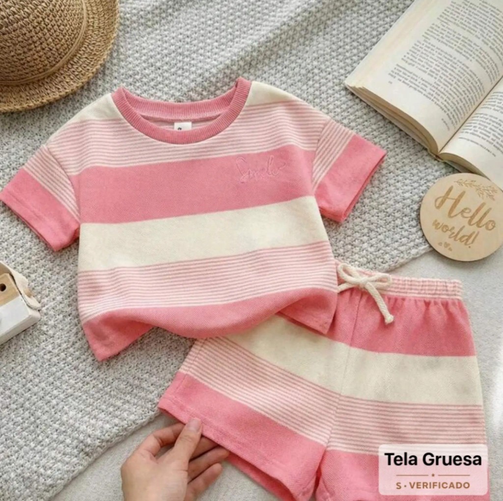 Conjunto rosado rayas