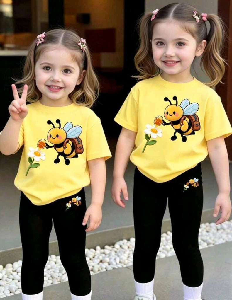 Conjunto amarillo abeja ninas con legin negro