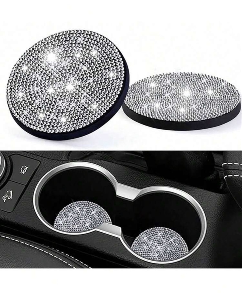 Porta vaso antideslizante con strass plateado y rosa