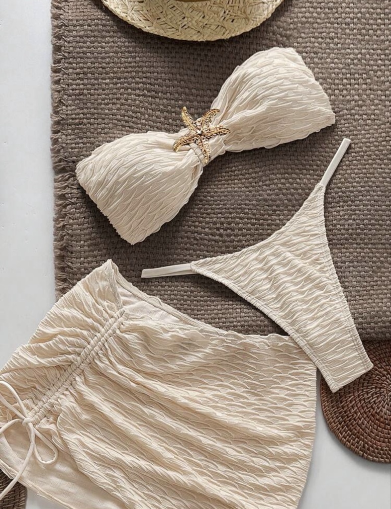 Bikini blanco texturado x 3piezas