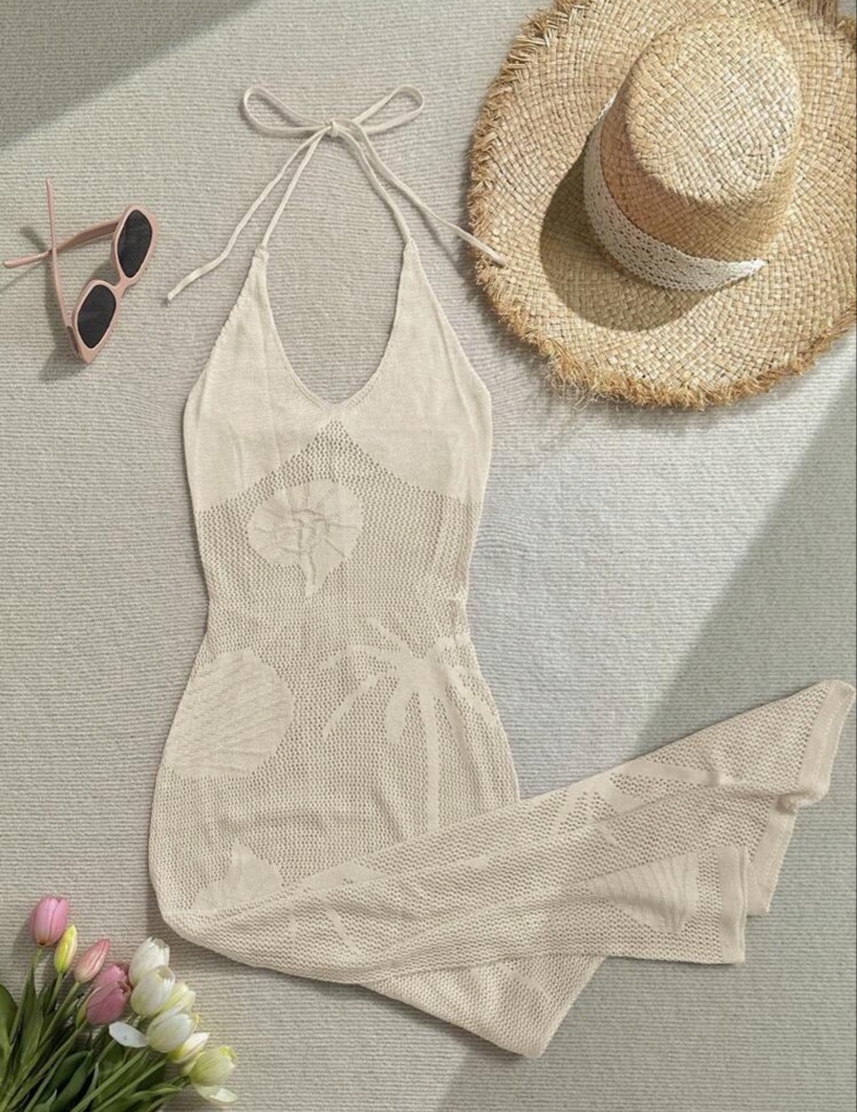 Vestido Playero  beige tejido