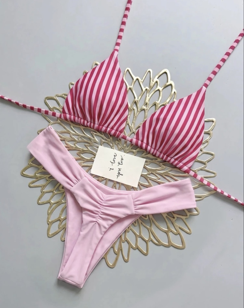 Bikini rayado rosa