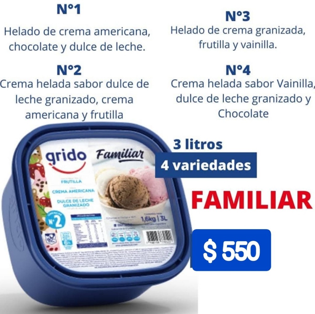 Familiar helado 3L con 3 sabores ( 4 opciones)