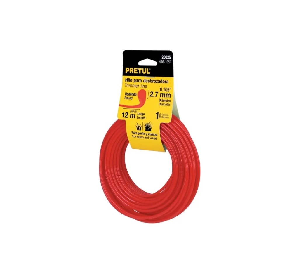 HILO REDONDO, PARA DESBROZADORA, 2.7MM X12M, TARJETA, PRETUL