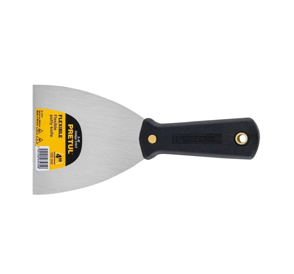 ESPÁTULA FLEXIBLE 4"" CON MANGO DE PLÁSTICO, PRETUL