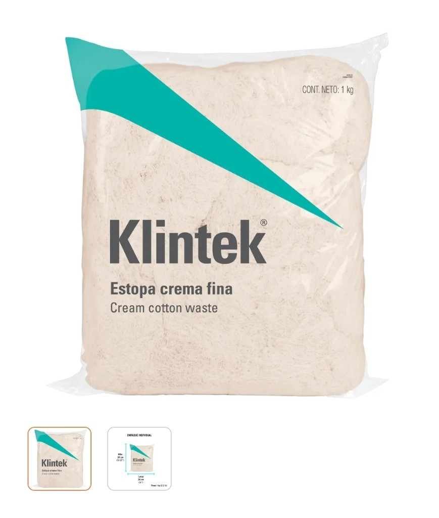 BOLSA DE 1 KG DE ESTOPA COLOR CREMA, KLINTEK