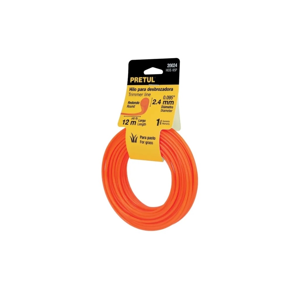 HILO REDONDO, PARA DESBROZADORA, 2.4MM X12M, TARJETA, PRETUL