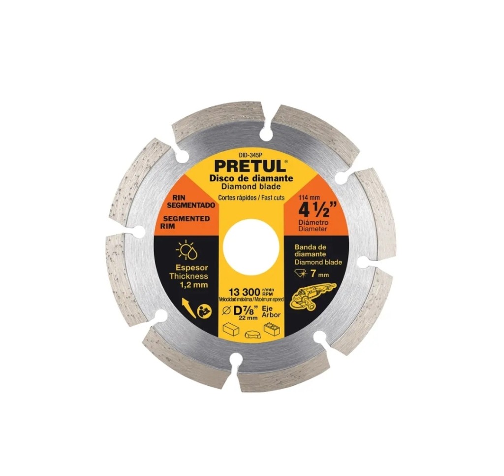 DISCO DE DIAMANTE DE 4-1/2"" X 1.2 MM RIN SEGMENTADO, PRETUL